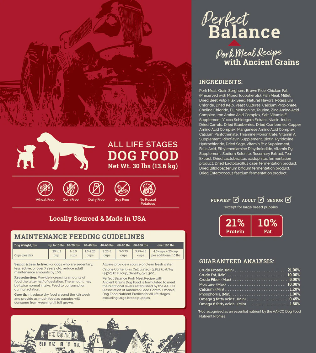 Perfect Balance Pork Meal Recipe with Ancient Grains Dog Food - Image 4